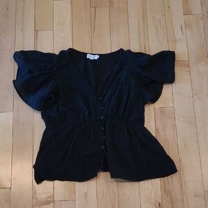 Molly Bracken Wonem's Size Medium Black Button-Up Blouse